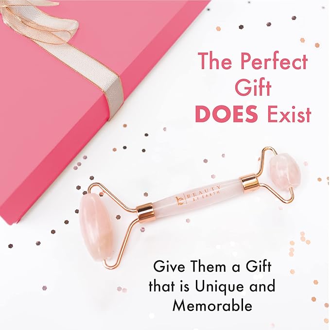 Beauty by Earth Ice & Rose Quartz Roller for Face - Face Massager Skin Care Tools with Small Eye Roller for Puffy Eyes
