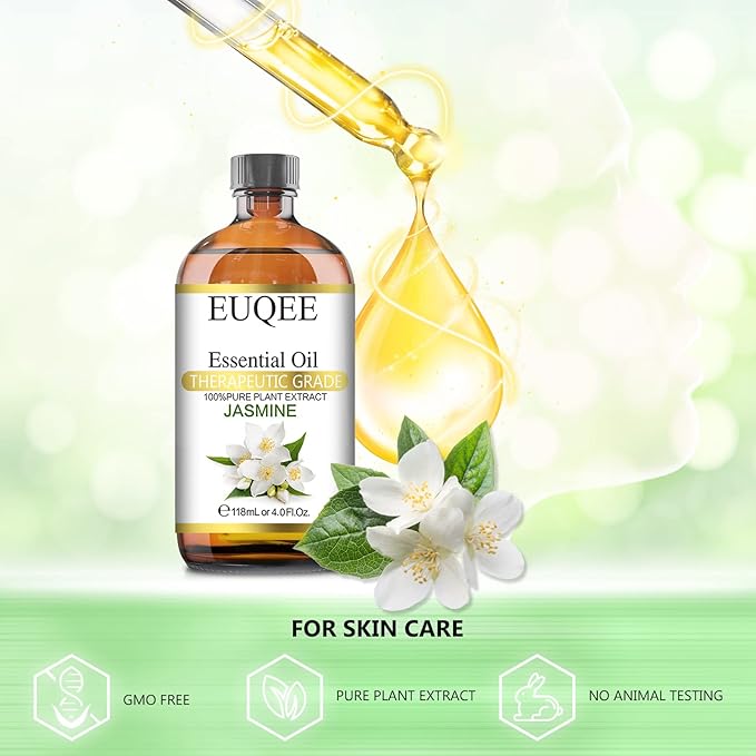 Jasmine Essential Oil 118ml Premium Jasmine Oil for Aromatherapy, Diffuser, DIY Soap, Candle Making - 4Fl Oz