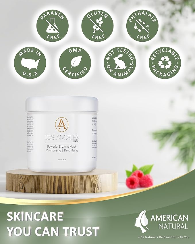 Los Angeles Enzyme Mask - Exfoliating Face Mask with Allantoin, Fruit Extracts, Manuka Honey - Moisturizing Face Mask - Hydrating Face Mask - Pore Cleansing Mask - USA (4oz)