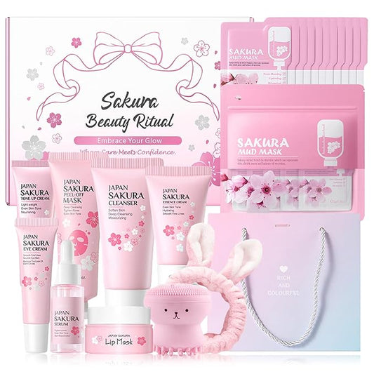 Japan Sakura Skin Care Set For Teen Girls, Skincare For Girls 10-12, Skin Care For Teens 10-12, Japanese Cherry Blossom Girls Skin Care For Kids Age 8-12, Kids Skin Care Set For Girls Ages 8-12