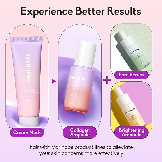 Triple Collagen Premium Cream Mask | Collagen Moisturizer Face Cream Mask Skin Care Glass Skin | Face Tightening and Lifting Cream Mask | Hydrating Face Mask Skin Care Peel Off (Pack of 1, 1.69 Fl oz.)