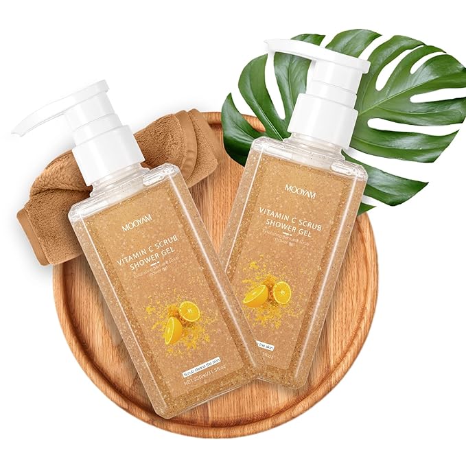 IREV 2-in-1 Body Wash & Body Scrub Vitamin C (11.3fl.oz), Gentle Exfoliating Scrub for Deep Cleansing, Effective on Acne & Dead Skin, Brighten & Moisturize Skin Polishes