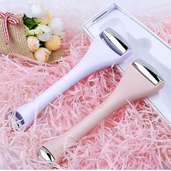 Mini Eye Ice Roller for Eye Puffiness - Facial Ice Roller and Mini Eye Roller 2 in 1 - Eye Massager for Migraine Relief Tighten Pores Under-Eye Pain Relief - Reduce Wrinkle Puffy for Face Arms (White)