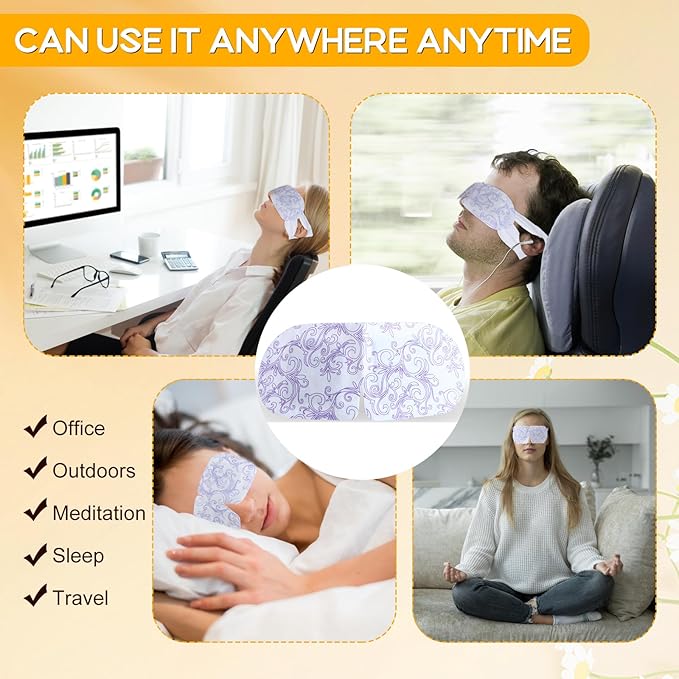 XPCARE 32 Pack Steam Eye Masks for Dry Eyes, SPA Warm Sleep Eye Mask, Disposable Heated Eye Mask for Dark Circles, Puffy Eyes, Relief Stress Eye Fatigue(Chamomile)