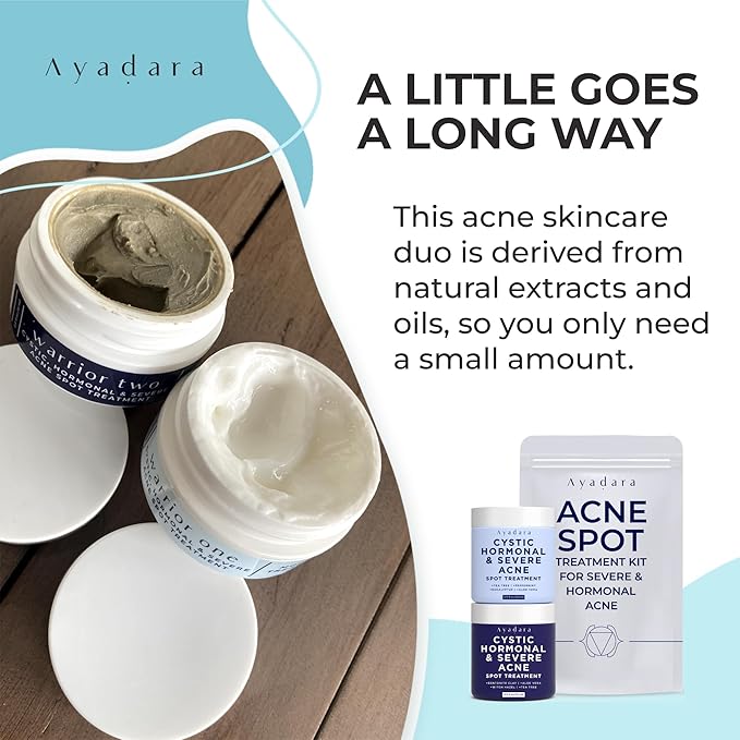 Day & Night Cystic Acne Spot Treatment, Hormonal Acne Treatment For Daytime & Overnight, Severe Acne, Cystic Acne Treatment for Face, Pimple Cream Tea Tree Bentonite Clay, 90 Day Supply