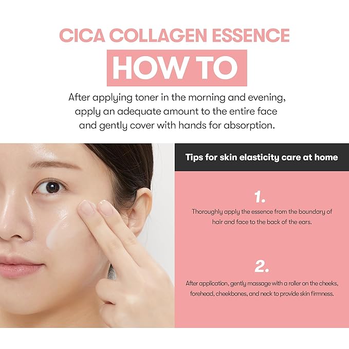 VT COSMETICS Cica Collagen Essence, 300Da Collagen Extract & Peptide Complex for Firming, Plumping, and Improving Skin Elasticity. Korean Skincare, Pink Collagen Serum