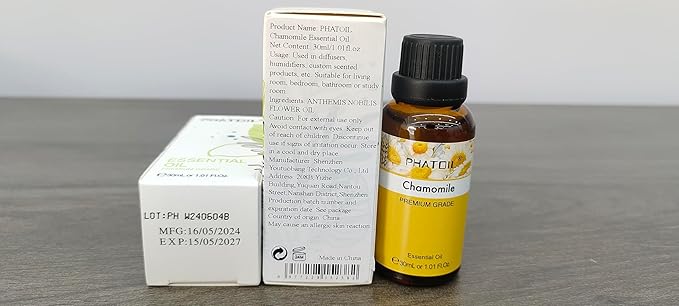 1.01FL.OZ Chamomile Essential Oil, Pure Aromatherapy Essential Oils for Diffuser, Humidifier, Scented Oils for Soap, Candle, Bath Bombs Making(30ML)