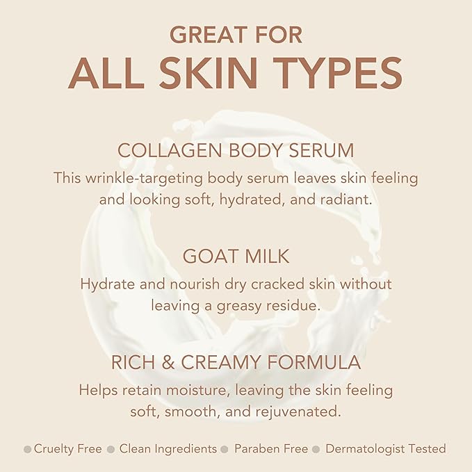 Dionis Goat Milk Skincare Collagen Body Serum, 4oz - Serum With Collagen, Soft and Vibrant Skin, Dermatologist Tested