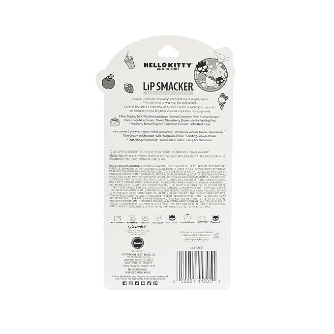 Lip Smacker Sanrio Hello Kitty & Friends Pack - 10 Moisturizing Lip Balms, Hydrating & Protecting - Cruelty-Free