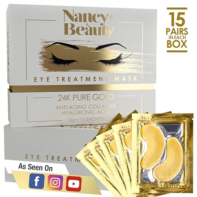 Under Eye Patches - 24K Gold Under Eye Mask, Dark Circles Under Eye Treatment Mask, Anti-Wrinkle Under Eye Bag Treatment for Puffy Eyes, Collagen Patch & Eye Mask Skincare, Under Eye Gel Pads 20 Pairs