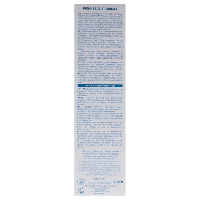 Intense Freshness Exfoliating Gel - Foot Scrub and Callus Remover with Natural Tea Tree Oil and Menthol - Smooths and Softens Skin - 3.38 oz