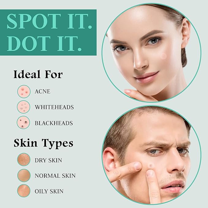 Advanced Invisible Pimple Patches For Face (72 Pack) - Hydrocolloid Patch with Tea Tree Oil - Vegan Friendly Hydrocolloid Acne Patches For Face and Skin - Pimple Patch Stickers - Acne Patch (12mm)