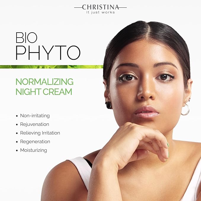 '-CHRISTINA- Bio Phyto Normalizing Night Cream with Hyaluronic Acid & Vitamin E | Stress Reducing& Barrier Strengthening Night Cream for Face for Oily & Combination Skin 75ml
