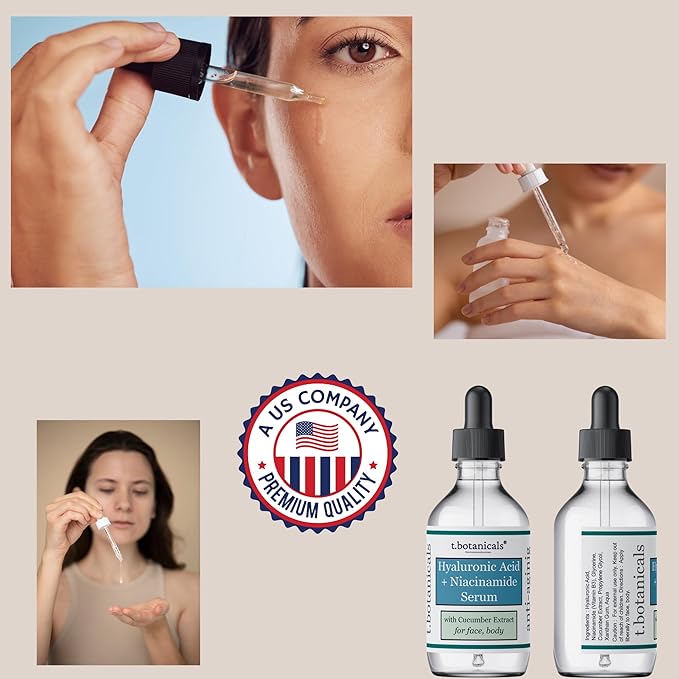 Pure Hyaluronic Acid and Niacinamide Serum with Cucumber Extract 2/4/8 oz. Minimize Pores Helps to Eliminate Fine Lines Plumping Anti-Aging Face Skin Intense Hydrating and Moisturizing (2 oz.)