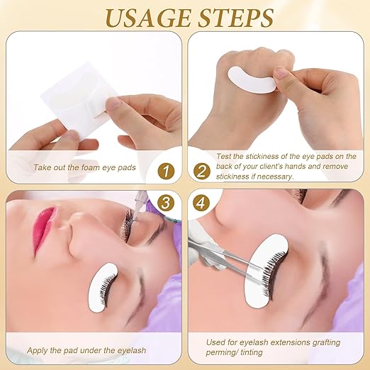 100 PCS Foam Eye Pads Lash Extensions, Under Eye Pads for Lash Extensions Eyelash Pads Sticky Lash Eye Pads Lint Free Lash Lift Pads Professional Eye Makeup Pads for Eyelash Extensions Beauty Supplies