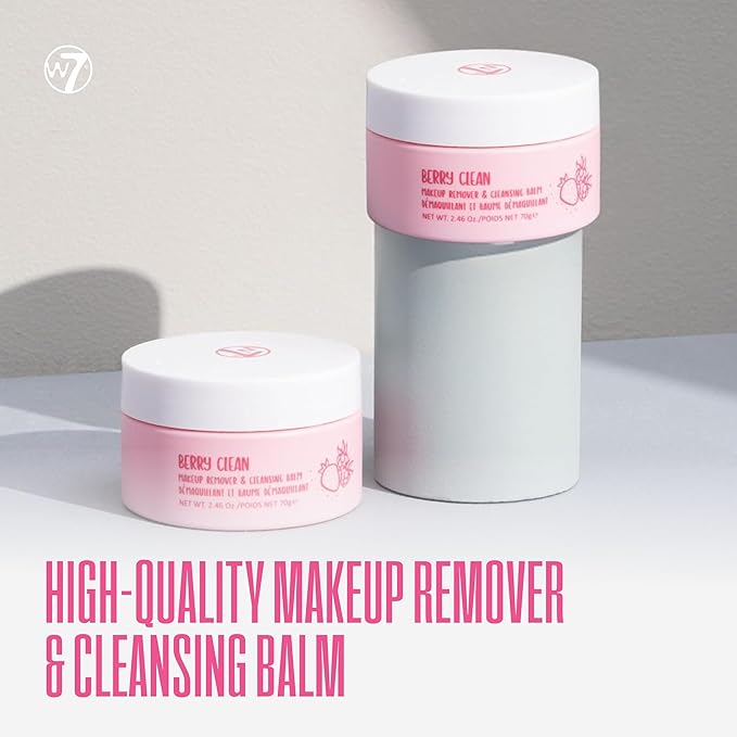 W7 Berry Clean Makeup Remover & Cleansing Balm – Melt Away Makeup & Say Hello to a Berry Fresh Glow! Hydrating, Gentle & Packed with Skin Loving Goodness