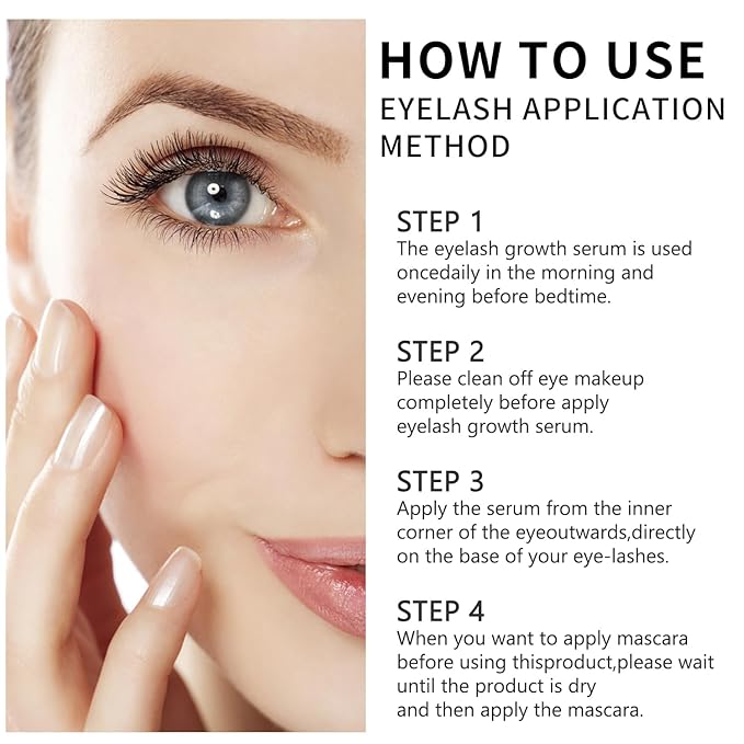 Eyelash Growth Serum for Thicker, Longer Lashes – Grow Luscious, Natural Lashes with Advanced Enhancer | Vegan & Cruelty-Free Treatment