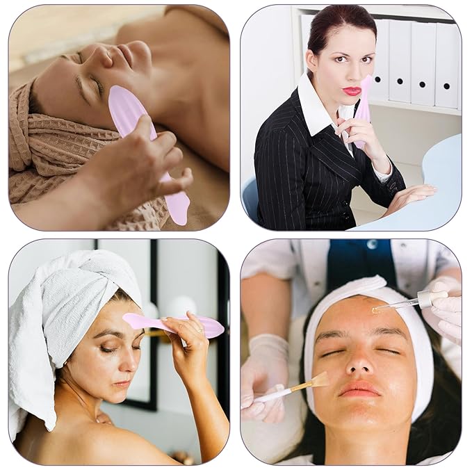 2pcs Facial Massage Rollers, Silicone Facial Roller Beauty Facial Skin Care Massage Tool Shapes Body & Face Curves Face Massage Stick for Women Body Face (Rose Red, Purple)