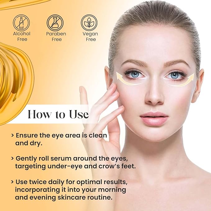 Dermisyou Under Eye Serum Roller Reduce Wrinkle & Fine Lines & Puffiness For Dark Circles Undereye Bags Women & Men