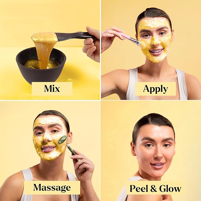 Jelly Face Mask for Facials - 24K Gold + Hyaluronic Acid (Pack of 2) - Hydrating Glowing & Nourishing - Free Jade Roller & Spatula - Professional Hydrojelly Masks -Perfect for Vajacial - 46 Oz Jar