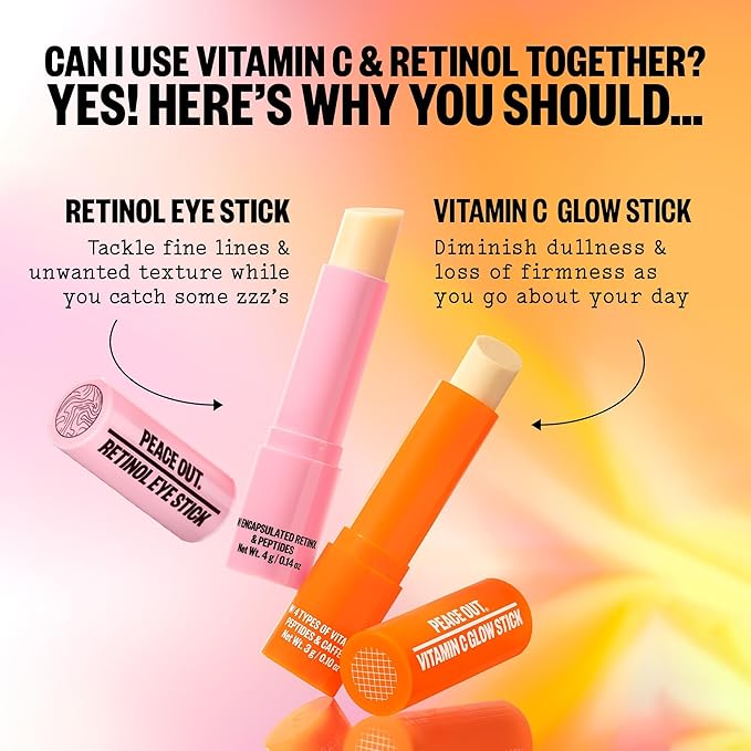 PEACE OUT Skincare Retinol Eye Stick, Daily Retinol Anti-Aging Under Eye Serum Balm, Helps Reduce Fine Lines and Dark Circles, Revitalize Area with Peptides and Astaxanthin (.14 oz)