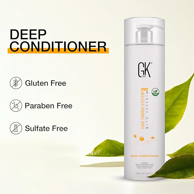 GK HAIR Global Keratin Deep Conditioner Masque (33.8 Fl Oz/1000ml) Intense Hydrating Repair Treatment Mask for Dry Damaged Color Treated Frizzy Hair Restoration Formula with JOJOBA Seed Oils