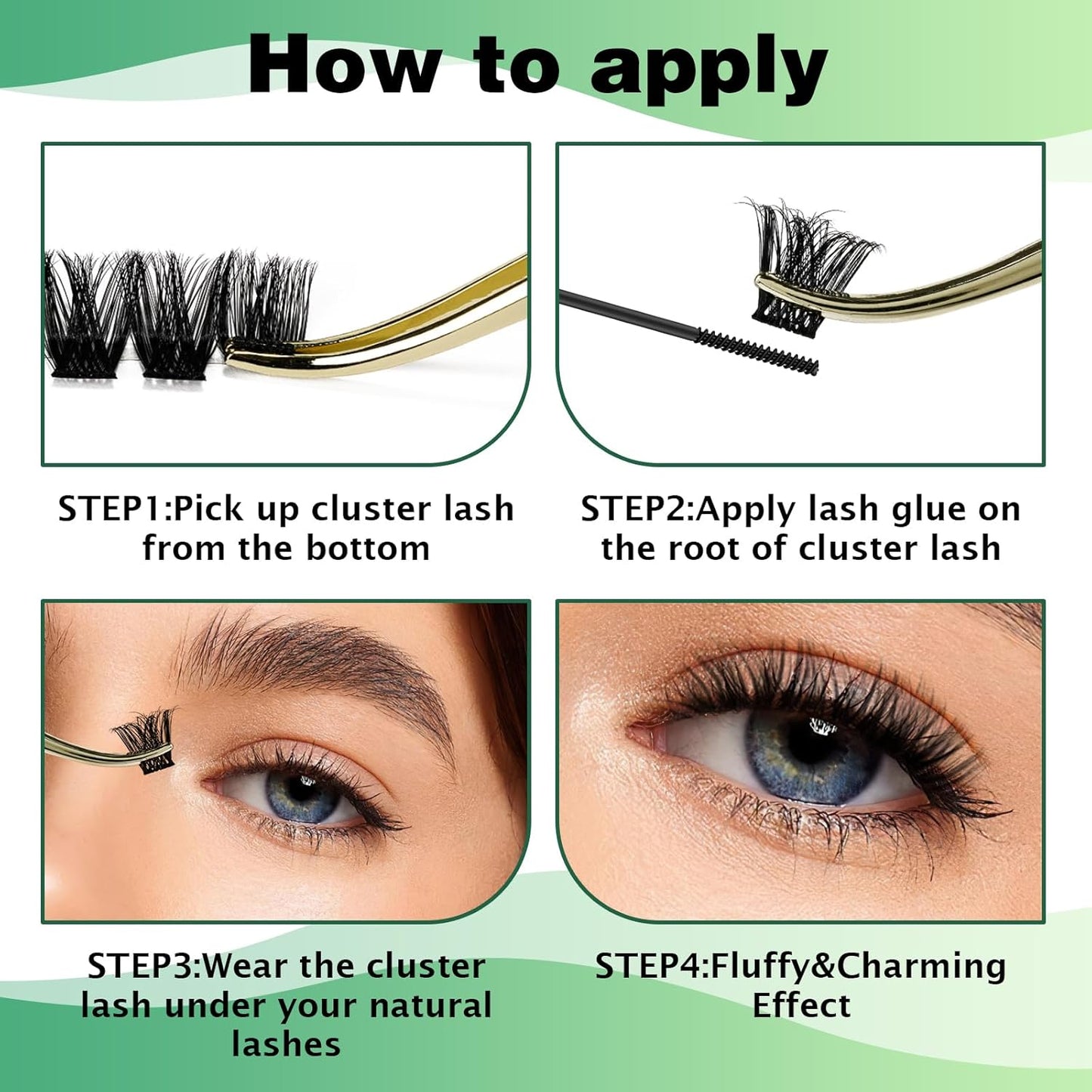 Lash Clusters 96pcs Individual Lashes Y01 D Curl 14mm Eyelash Clusters KEYYOU Volume Wispy Lash Extension Soft&Comfortable Easy DIY at Home(Y01,D-14mm)