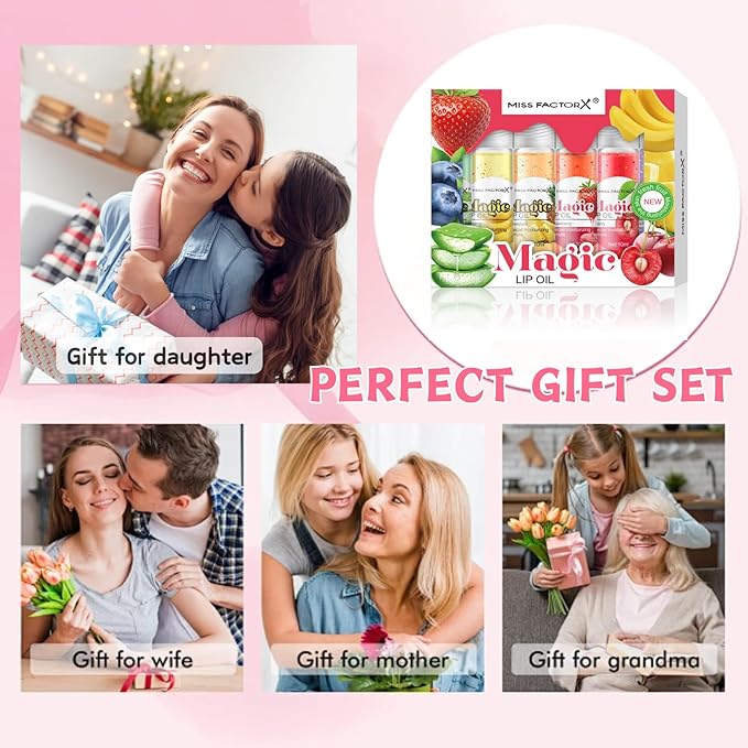 Lip Gloss Set Fruit - Lip Gloss for Girls - Lip Oil for Women - Hydrating Lip Oil Set - Shiny and Moisturizing,Non-Sticky - Tinted Lip Balm for Dry Lip Lip Care - Teen Girl Gift Set for Women (6pcs)