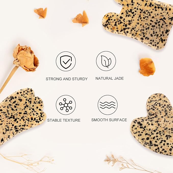 Gua Sha Facial Tools Set of 3 Guasha Massage Tool Jade Gua Sha Scraping Massager for Face,Neck, Eyes and Body,Jade Stone Guasha Board 3 Packs (Speckled Jade)