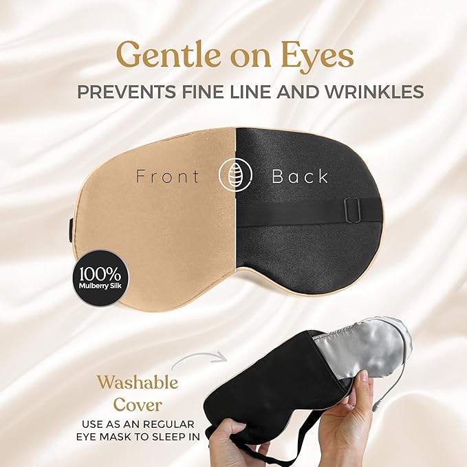 Heated Eye Mask for Dry Eye Relief - Stye Treatment, Warm Compress for Eyes, Sinus Mask, Electric Warming Patch - Champagne