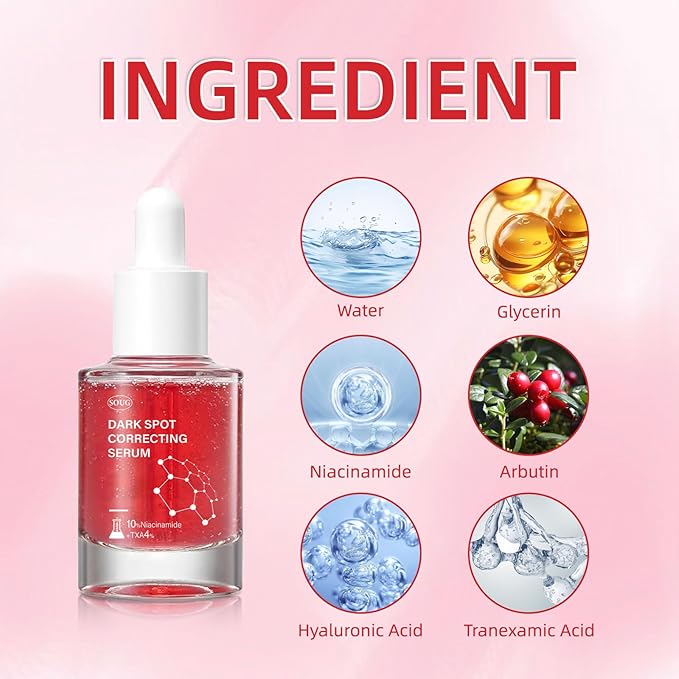 10% Niacinamide+ 4% Tranexamic Acid Serum,Hyaluronic Acid, Vitamin B12,Fragrance-Free (30ml /1.01 fl.oz.)