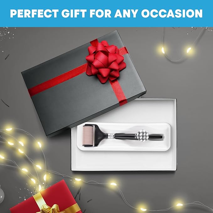 Ultra-Wide Derma Roller for Face - At-Home Microneedling Kit, 0.25 mm Microneedle Roller for Skin Care, Derma Roller for Scalp Hair and Beard, Superior to a Microneedling Pen/Derma Pen