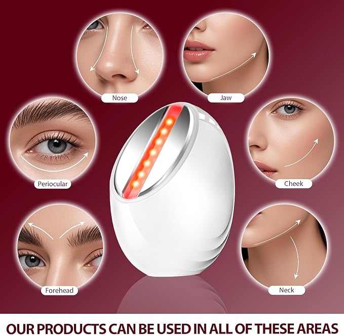 Facial Skin Tightening Device, 6-in-1 Facial Massager Red Light Therapy Beauty Device for Face &Neck Skin Rejuvenation Lifting, Tightening, Infusing, Effective Wrinkle&Puffiness Reduction