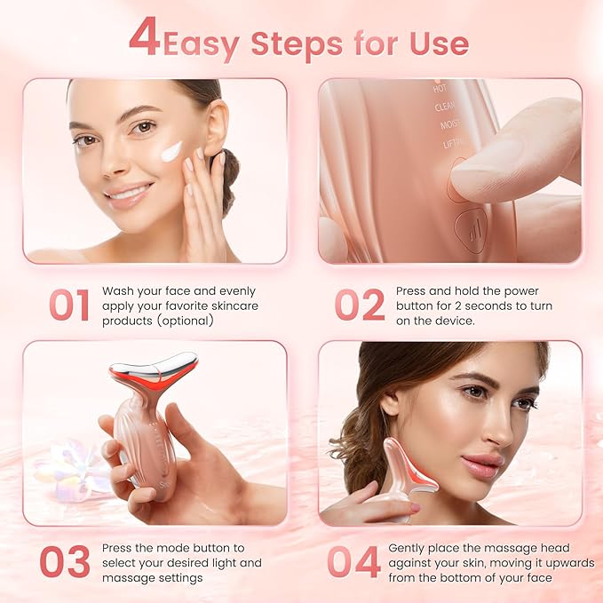 SEELE Multi-Polar 7-Color LED Skin Beauty Device - Luxurious Firming and Radiance and Anti-Aging for Face and Neck, Based on 7 Color LED, Vibration, and Thermal Technologies. (Rose Gold)