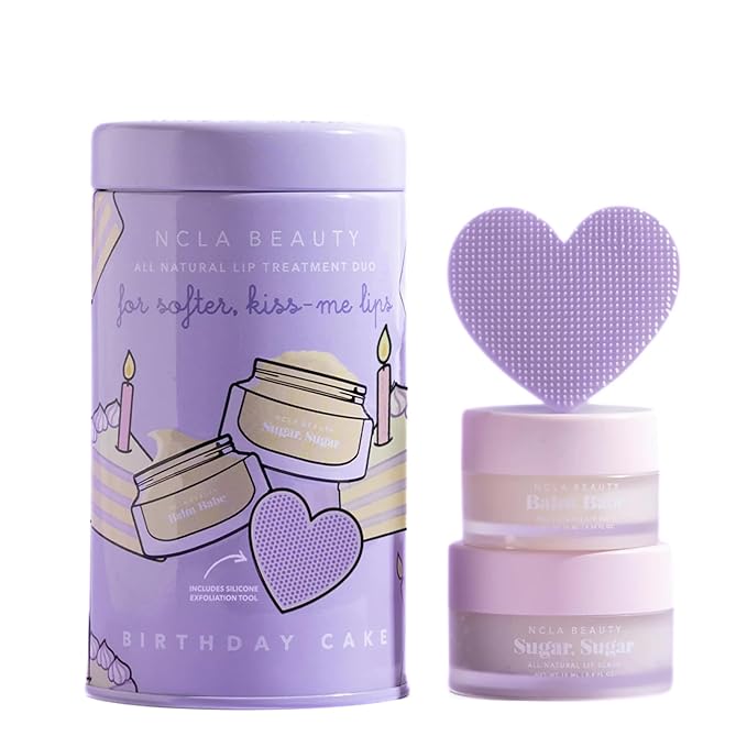 NCLA - Lip Care Set + Lip Scrubber | Clean, Natural, Non-Toxic Beauty (Birthday Cake)