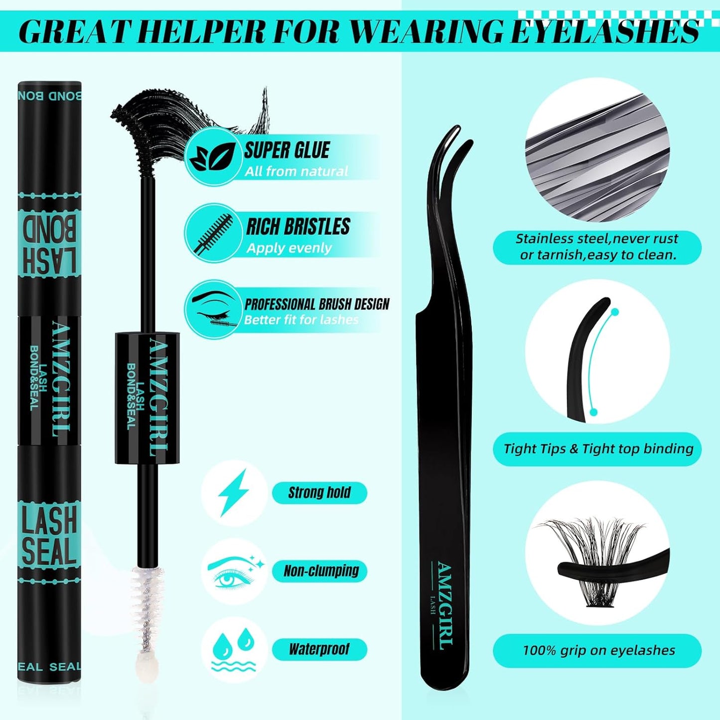 Lash Clusters Kit,280Pcs Individual 60D 80D Eyelash Extension Kit,Lash Bond and Seal,Lash Remover For Eyelashes Extensions,Lash Applicator Tool For False Lashes Cluster Kit At Home(D-Mix9-16mm)