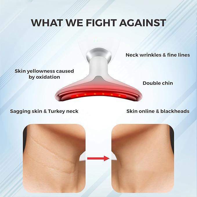 Facial Massager for Face and Neck, Red-Light-Therapy-for-Face and Neck, Face culpting Wand with 7 Color, at-Home Face Tool for Skin Care (Black)