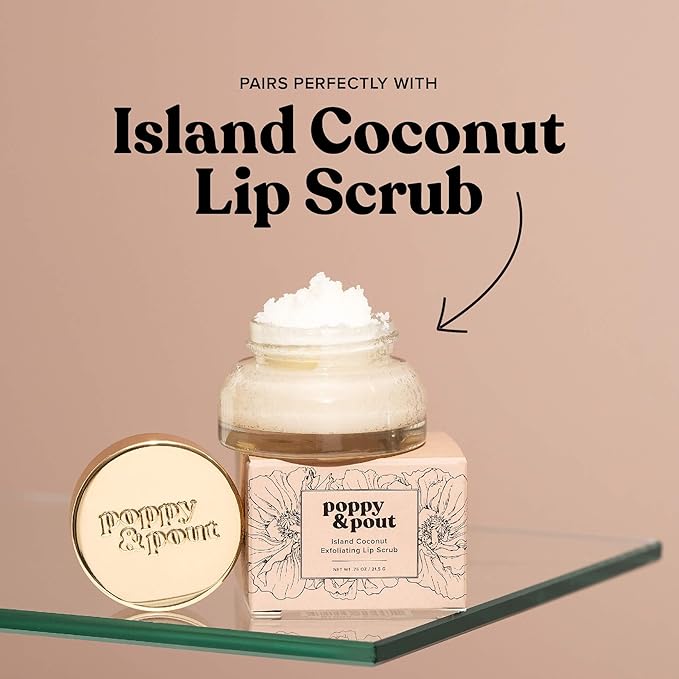 Poppy & Pout Island Coconut Jumbo Lip Balm | All Natural Lip Balms & Moisturizers | Hydrates with Beeswax, Vitamin E, Organic Coconut Oil | Cruelty-Free | Lip Balm in Recyclable Cardboard Tube