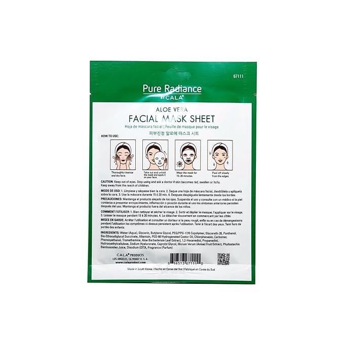 Cala Korea Aloe Vera, Collagen And Vitamin E, Essence full face facial Mask Sheet, 5 pack