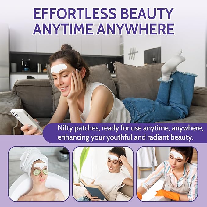 Forehead Wrinkle Patches - 12pcs Smooth Fine Lines & Wrinkles, Anti-Wrinkle Patches with Aloe,Vitamin E, Anti Wrinkle Patches, Forehead Wrinkles Treatment with Hydrolyzed Collagen