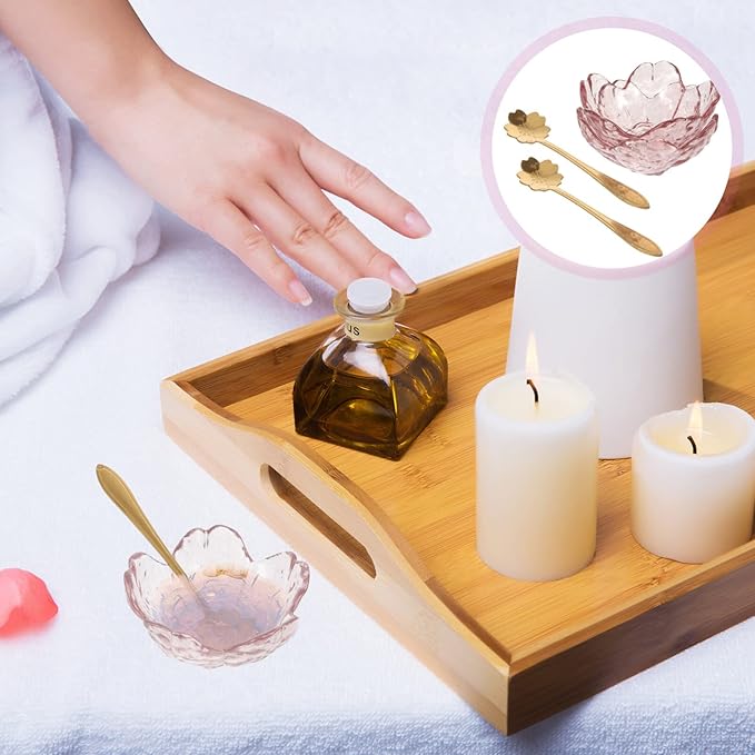 Beaupretty Pink Face Mask 2 Sets Facial Masks Mixing Bowls Shaped Bowls with Metal Spoons Essential Oil Bowl for Home Salon Skin Care Mask