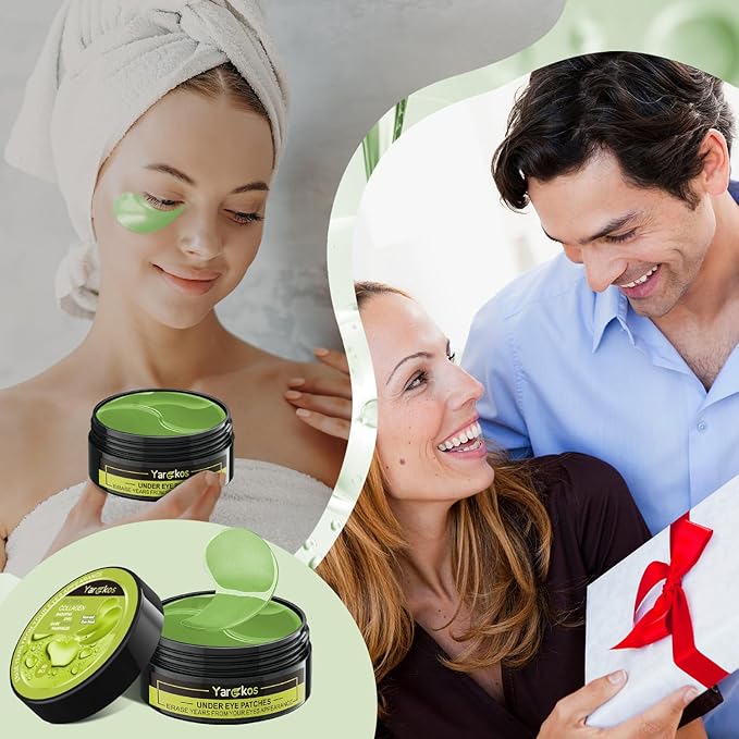 3 Packs 60 Pcs Under Eye Patches, Green+24K Gold+Pink, 30 Pairs Undereye Mask for Puffy Eye Dark Circle Treatment, Collagen Gel Pads Hydrating for Eye Bag Puffiness Wrinkle, Women Men Beauty Skin Care