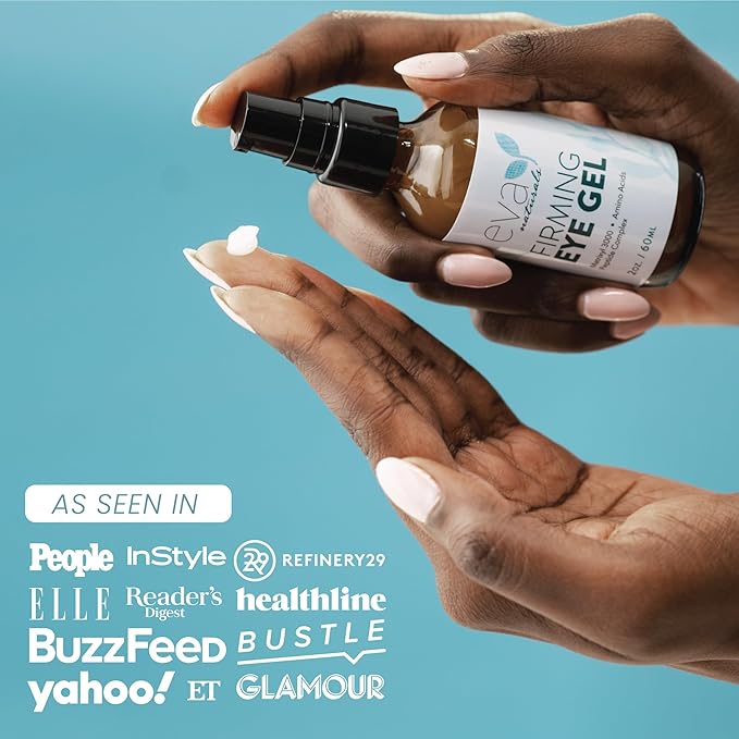 Eva Naturals Anti-Aging Eye Gel - Luxurious Hydrating Under Eye Cream For Dark Circles and Puffiness, Bags, Crows Feet, Wrinkles - With Hyaluronic Acid & Skin-Firming Peptides Eye Serum 2 oz (2 Pack)