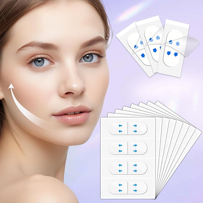 Invisible Lift Tapes 160 Pcs Face Tape Instant Tightening Sticker Portable Neck Patches Saggy Skin Strips Jowls Stickers Face Care Tape Clear Facical Tape for Wrinkle Double Chin Neck