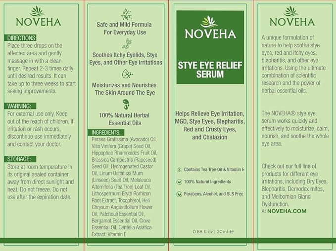 NOVEHA Stye Relief Serum | for Blepharitis Management, Eyelid Bumps (20 ml)