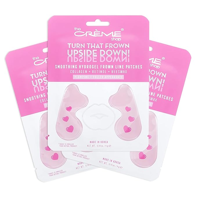 The Crème Shop Hydrogel Frown Line Patches, Face Patches for Wrinkles, Frown Line Patches with Collagen, Retinol and Beeswax, Hydrogel Pads - 3 Pack