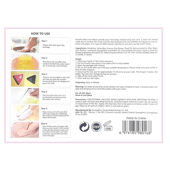 10-Minute Paraffin Hand & Foot Treatments, Self Contained Paraffin Wax Gloves and Booties Set for Intensive Hydration At Home (Coconut Oil)