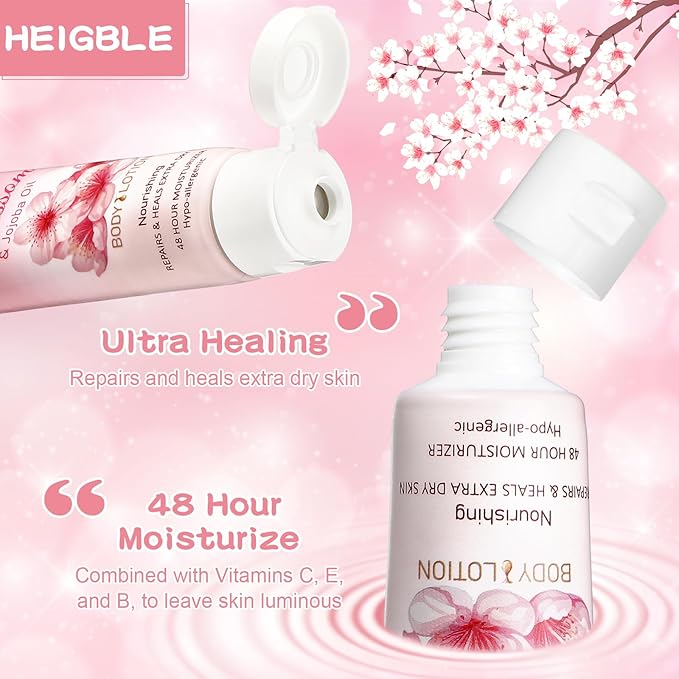 100 Pack Travel Size Body Lotion Cherry Blossom and Jojoba Oil Body Cream 1 oz Dry Skin Moisturizer with Flip Cap for Extra Dry Skin, Inns, Hotels Resorts, Airlines, Offices, Gyms and More