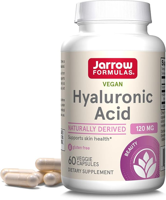 Jarrow Formulas Hyaluronic Acid 120 mg, Dietary Supplement, Skin Health Support, 60 Veggie Capsules, Up to 30 Day Supply
