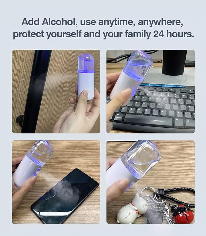 Nano Mist Sprayer Portable for Home, Office, Car, Hydrating Facial Mist and Skin Care (White)